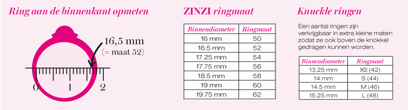 Zinzi ringen maat tabel bij Zilver.nl grote voorraad ringen met korting